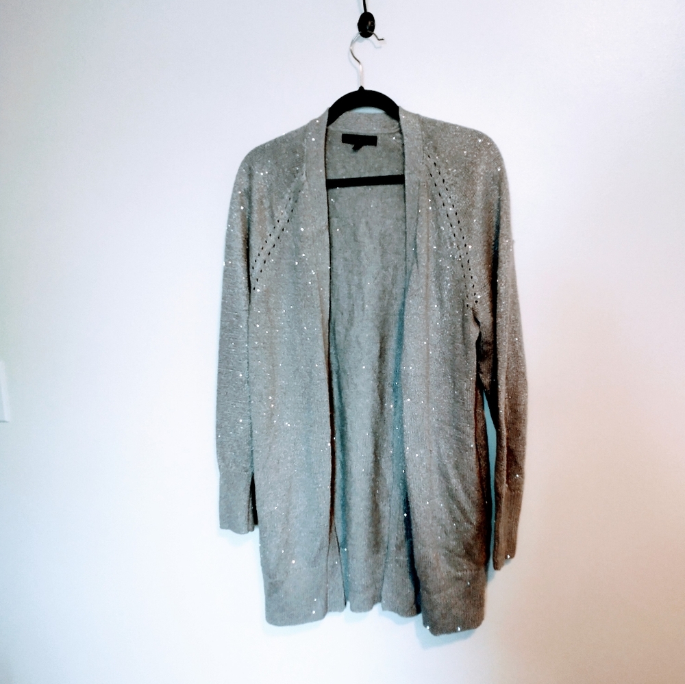 Banana Republic grey heavy cardigan with silver sequin detail size large